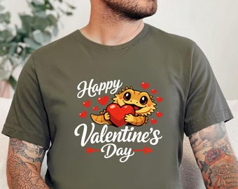 Funny Bearded Dragon Lover Shirt – Bearded Dragon Valentine's Day Lover T-Shirt, Saint Valentine Reptile Graphic Tee