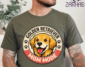 Funny Golden Retriever Mom Mode T-Shirt, Golden Retriever Lover Gift, Dog Mom Humor Graphic Tee