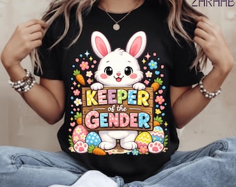 Gender Reveal Party Shirt Keeper of The Gender Easter Bunny Rabbit Gender Reveal Party Long Sleeve T-Shirt, Pregnancy Reveal Gift,