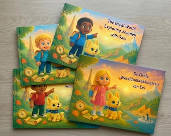 Gepersonaliseerd avonturenboek voor kinderen, verhalenboek World Explorer, aangepast kindercadeau, educatieve aandenken, uniek cadeau