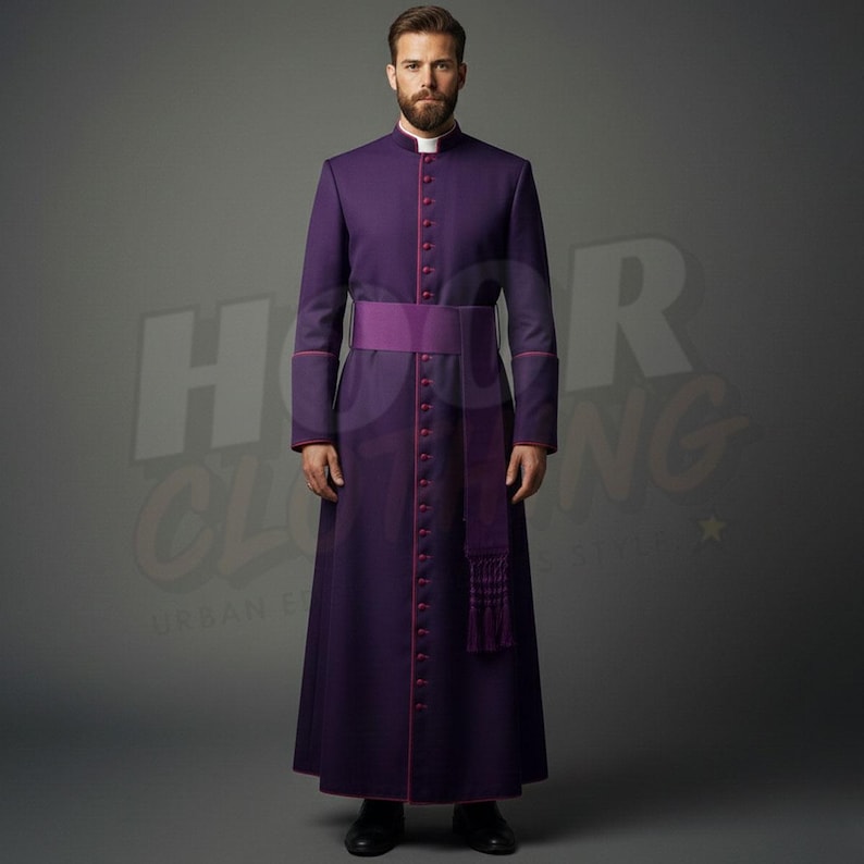 Roman Puple Robe Handmade Purple Roman Cassock - Clergy Soutane Robe With Contrast ...