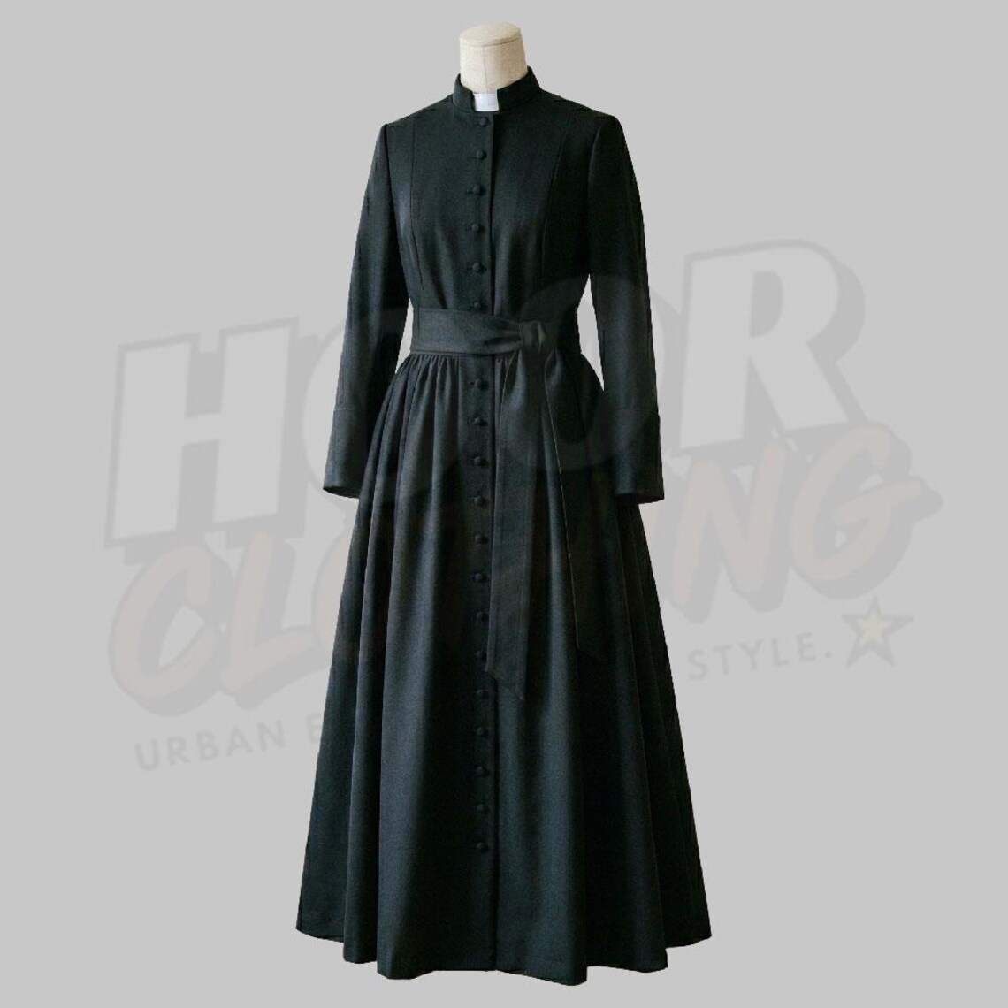 Ye Robe Women Black Clergy Cassock Dress With Belt - Female Pastor Church ...