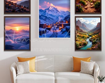 Moroccan Atlas Mountains Wall Art Set of 5 | Landscape Prints | High Atlas Sunrise