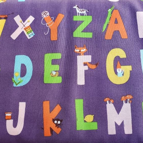 Heather Ross - Kinder - Alphabet in Purple - Fat Quarter - Windham Fabrics