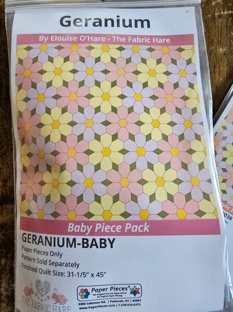 Geranium Quilt Pattern Geranium EPP Kit by Elouise O'hare: English Paper Piecing, Acrylic ...
