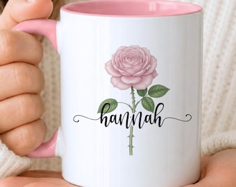 Personalized Birth Flower Mug with Name, Custom Flower Month Mug, Birth Month Flower Coffee Cup,  Gift for Her, Mom, Grandma, Sister, Friend