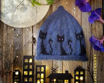 Knitting Pattern - Luna the Cat PIXIE or HAT (NB, Baby, Toddler, Child, Teen- Adult), 2 Looks in one, knitting instructions Pdf in English