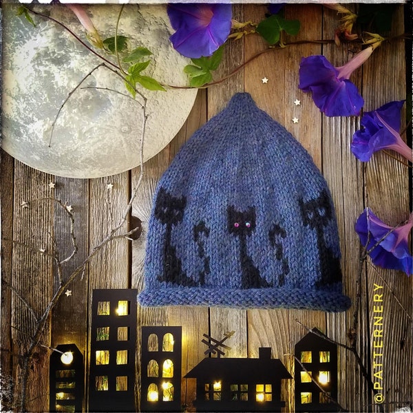 Knitting Pattern - Luna the Cat PIXIE or HAT (NB, Baby, Toddler, Child, Teen- Adult), 2 Looks in one, knitting instructions Pdf in English