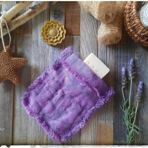 Linen Washcloth, Flat or Glove. 100% Natural Linen in Lilac Scrolls Color. Organic Body Scrubber. LIMITED. NO restocking. Ready to ship.