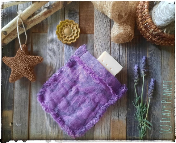 Linen Washcloth, Flat or Glove. 100% Natural Linen in Lilac Scrolls Color. Organic Body Scrubber. LIMITED. NO restocking. Ready to ship.