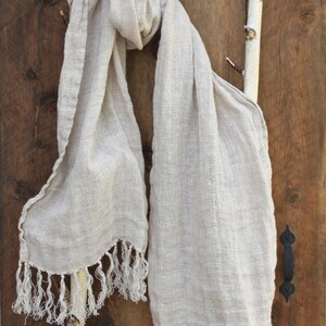 Linen Scarf with Hand Knotted Fringes for Teen or Adult in Natural Palette. Chose your color. LIMITED, some colors are DISCONTINUED image 4