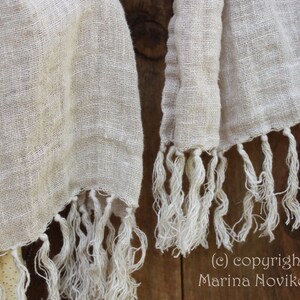 Linen Scarf with Hand Knotted Fringes for Teen or Adult in Natural Palette. Chose your color. LIMITED, some colors are DISCONTINUED image 5