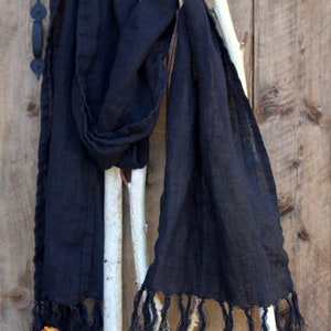 Linen Scarf with Hand Knotted Fringes for Teen or Adult in Natural Palette. Chose your color. LIMITED, some colors are DISCONTINUED image 6