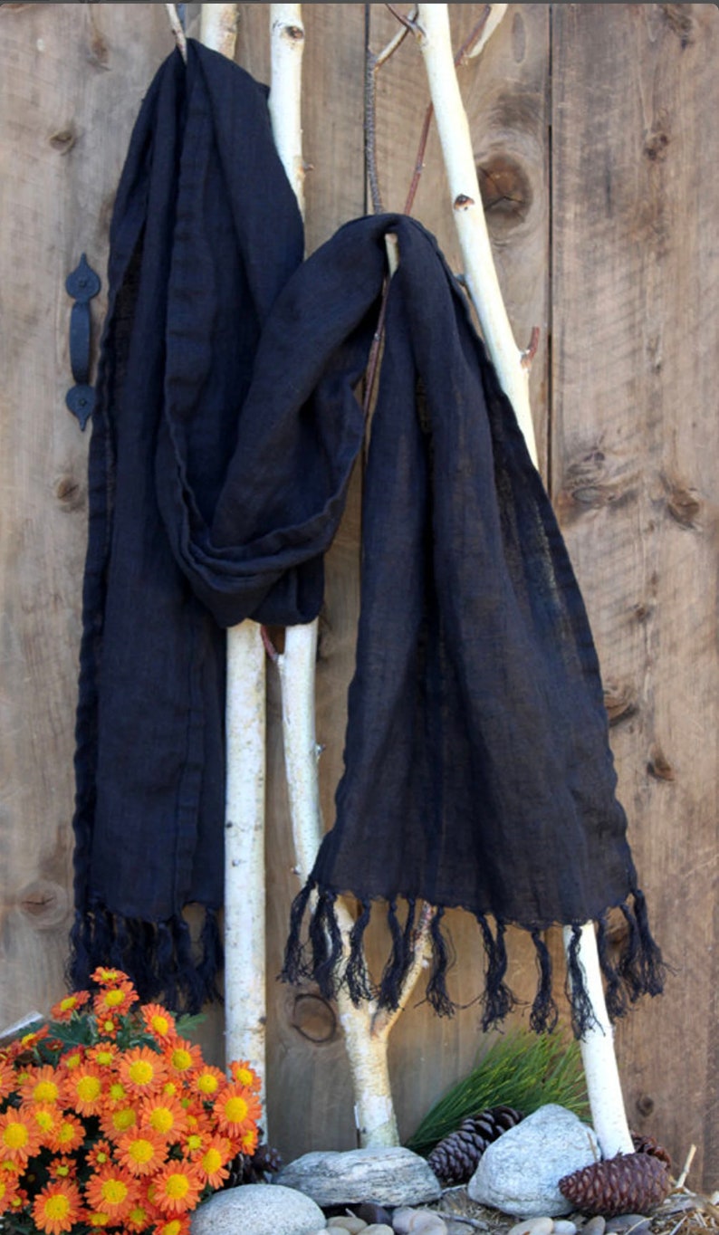 Linen Scarf with Hand Knotted Fringes for Teen or Adult in Natural Palette. Chose your color. LIMITED, some colors are DISCONTINUED image 6