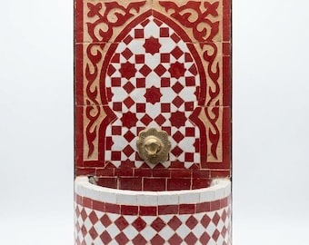 Fuente de mesa marroquí Zellige hecha a mano - Elemento de agua de mosaico