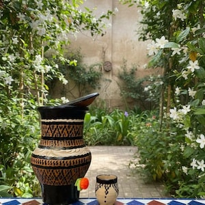 Large 8L Moroccan Vase | Handmade Berber Ceramic Jar, Boho Home Decor