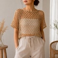 Crochet Mesh Top Pattern PDF, Diamond Lace Summer Top, Easy Crochet Shirt Pattern, Lightweight Cotton Tee, Beginner Friendly product logo