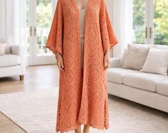 Boho Lace Duster Crochet Pattern, Long Kimono Cardigan (PDF Pattern)
