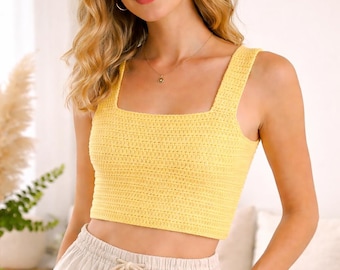 Beginner Square Neck Crochet Crop Top Pattern (PDF Download)