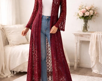 Crochet Lace Duster Pattern: Boho Cardigan, Summer Jacket (PDF Download)