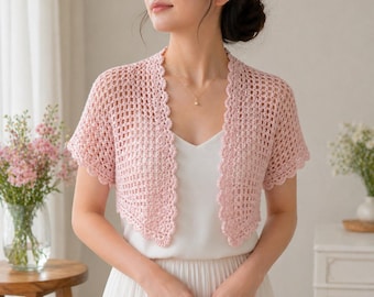 Crochet Shrug Pattern PDF, Lace Bolero Pattern, Summer Mesh Cardigan, Beginner Friendly Crochet Top, Boho Wedding Shrug, Instant Download