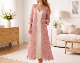 Crochet Lace Duster Pattern, Long Boho Cardigan Kimono (PDF Download)