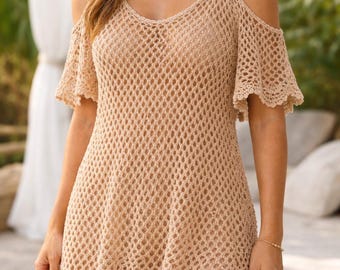Boho Cold Shoulder Crochet Beach Cover Up Pattern (PDF Download)