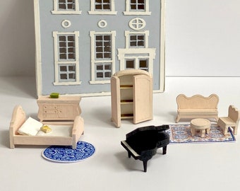 Furniture-Set for Patrician Residence or other Micro-Dollhouses. 1/144 scale DIY-Kit.