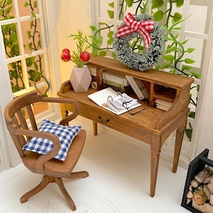 Antique Writing Desk Secretary – 1-12 scale dollhouse furniture - Easy DIY kit for your dollhouse - Romantic style