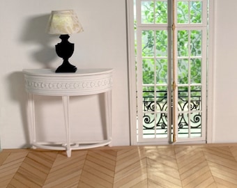 Kit tavolo consolle semicircolare – Fai da te in miniatura in scala 1-6 – Elegante stile Diorama Roombox