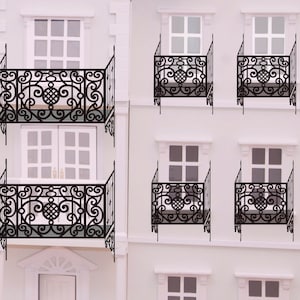 Wrought Iron Style Full Dollhouse Balconies, 2 sizes included,  – SVG PDF PNG cut files