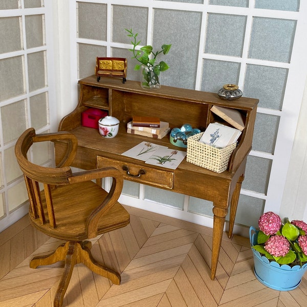 Secrétaire de bureau antique - Meubles de poupée tendance à l'échelle 1-6 - Kit de bricolage facile - Style romantique