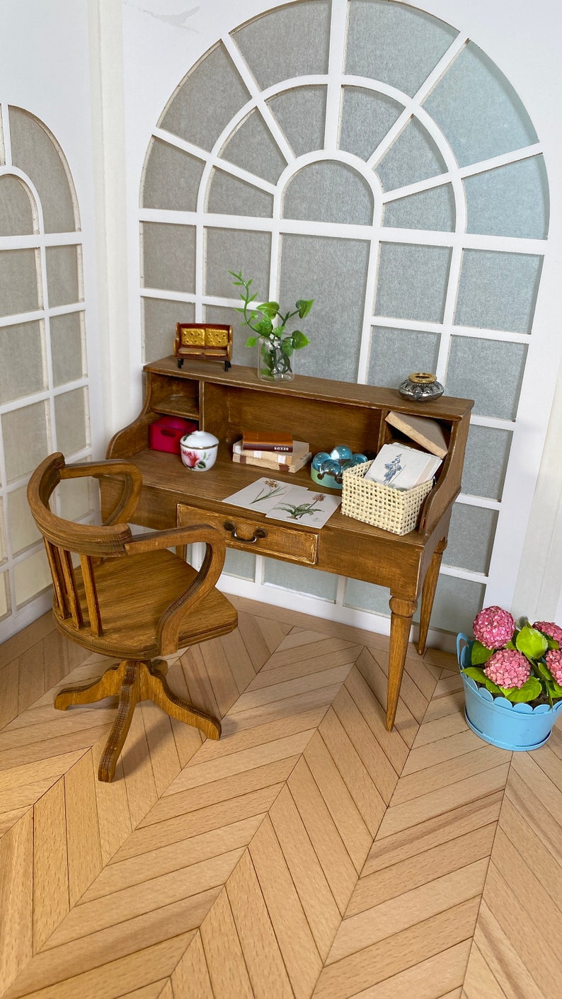Antique Writing Desk Secretary 1-6 scale fashion doll furniture Easy DIY kit Romantic style image 1