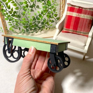 Industrial Cart Coffee Table on 4 wheels – 1:6 scale miniature DIY Kit - Fashion Doll Size