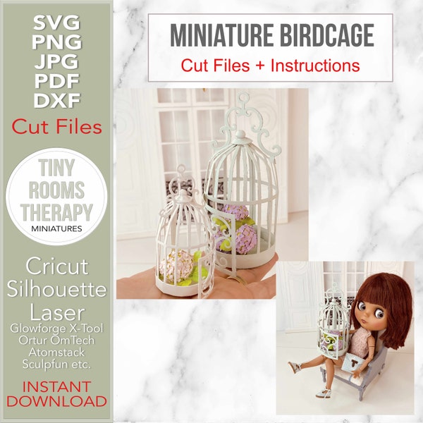 Mini Birdcage -- SVG Cut Files + Tutorial / Digital Product / Instant Download --- for Dollhouses, Gifts, Wedding Favors