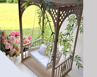 Pérgola – Pabellón – Columpio de porche | Kits de bricolaje para casas de muñecas a escala 1:6