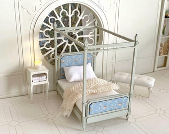 Four Poster Canopy Bed – 1:12 scale miniature DIY Kit