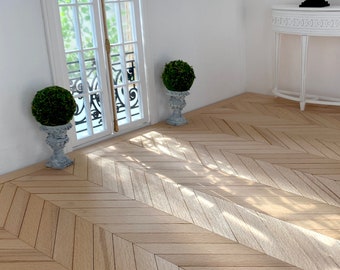 KIT fai da te per parquet a spina di pesce francese per casa delle bambole in vero legno di faggio europeo - per scala 1-12 e scala 1-6