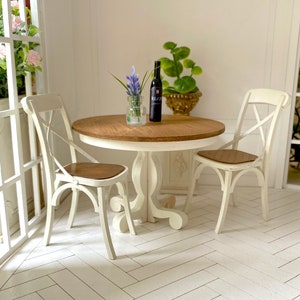 Chaises en bois cintré + table de bistrot style café viennois - échelle 1-12 - kit DIY pour votre maison de poupée
