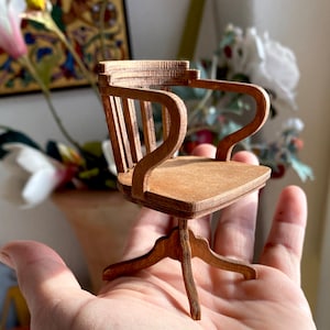 Sedia da ufficio vintage, mobili anni '40 – Kit fai da te in miniatura in scala 1:12 --- Diorama per casa delle bambole Roombox