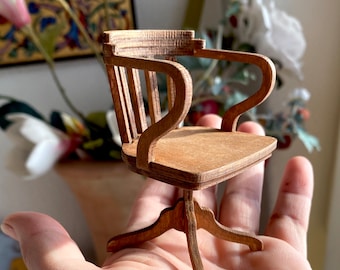 Vintage office chair 1940s furniture – 1:12 scale miniature DIY Kit --- Dollhouse Diorama Roombox