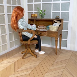 Antique Writing Desk Secretary 1-6 scale fashion doll furniture Easy DIY kit Romantic style image 3