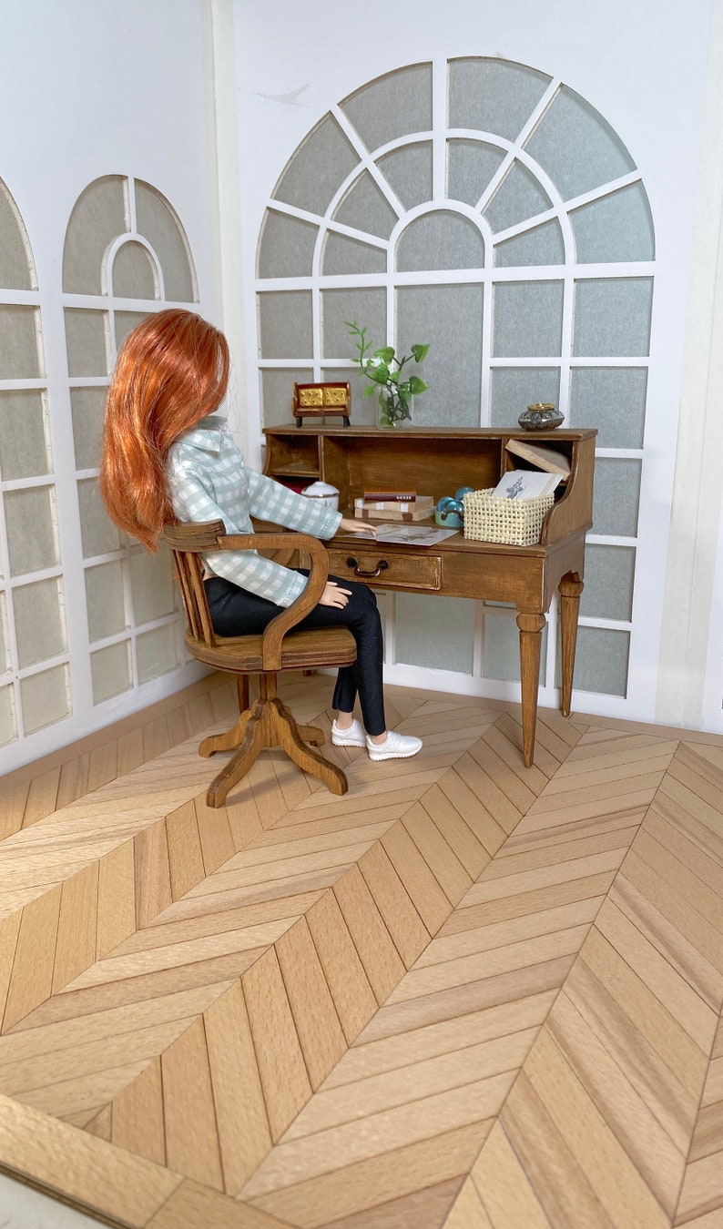 Antique Writing Desk Secretary 1-6 scale fashion doll furniture Easy DIY kit Romantic style image 3