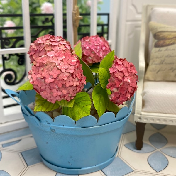 Kit de bricolage hortensia de jardin miniature - 6 fleurs + seau - Kit de bricolage : fabriquez votre propre magnifique hortensia miniature !