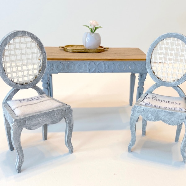 2 Classical Chairs – 1:12 scale miniature KIT --- Includes Padding Material for the Seat