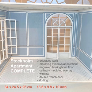 The Stockholm Apartment – 1-12 scale dollhouse diorama room box miniature DIY Kit