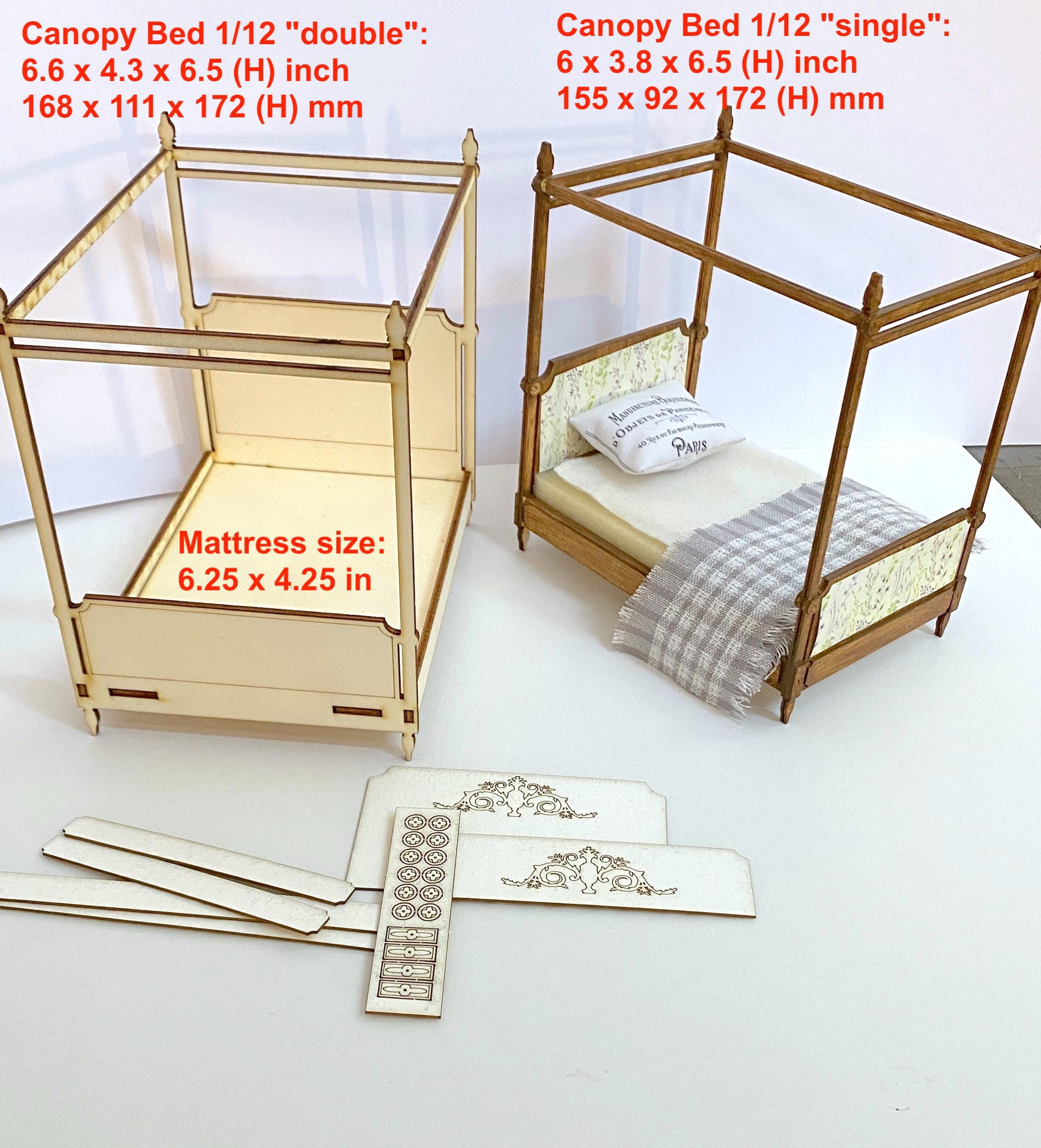 四柱式天蓋付きベッド – 1:12スケールのミニチュアDIYキット - Etsy 日本