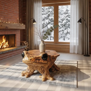 Handgeschnitzter Massivholz Frosch Couchtisch, Senufo Style Exotische Möbel