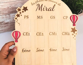 Personalisiertes Schild für Klassenfotos vom Kindergarten bis zur Mittelstufe – Format 3,5 x 4,5 cm – Individuelles Klassenfotoschild