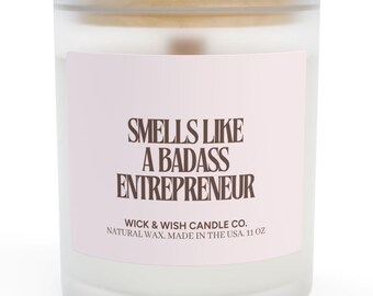 Candela profumata da imprenditore tosto, regali per imprenditori, candela regalo motivazionale